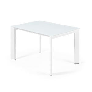 Axis- jatkettava ruokapöytä, valkoinen lasi/valkoinen, 80 x 120/180 cm